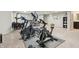 Spacious exercise room with various workout equipment and carpeted flooring at 3665 Conifer Dr, Zionsville, IN 46077
