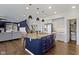 Open concept kitchen with a large island, pendant lighting, and stainless steel appliances at 419 Dovetree Dr, Danville, IN 46122