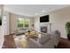 Comfortable living room with fireplace, complemented by neutral colors and ample natural light from the large window at 518 Carthage Cir, Westfield, IN 46074