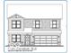 Detailed front elevation blueprint of a two-story home with a two-car garage and a gable roof at 6818 Rawlings Ln, Indianapolis, IN 46221