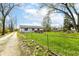 Expansive backyard with lush lawn, mature trees, and a fence, offering privacy at 7145 Lafayette Rd, Indianapolis, IN 46278