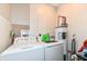 Bright laundry room featuring modern washer and dryer, plus water heater at 7145 Lafayette Rd, Indianapolis, IN 46278