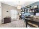 Bright home office with floating shelves, modern decor, and a neutral color palette at 978 S Fairway Village Ct, Greenfield, IN 46140
