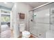 Modern bathroom with glass-enclosed shower and updated fixtures at 13225 Gatman Ct, Carmel, IN 46032