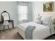 Bright bedroom featuring a vanity, neutral carpet, and a comfortable bed with monogrammed pillows at 2250 Egbert Rd, Westfield, IN 46074