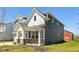 Beautiful two-story home with gray siding, white trim, and a cozy brick porch, set in a manicured lawn at 2250 Egbert Rd, Westfield, IN 46074