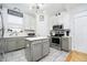 Bright kitchen featuring white cabinets, stainless steel appliances and a center island at 2263 N Delaware St, Indianapolis, IN 46205