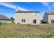 The backyard of this home features a well maintained lawn and sliding door entrance at 3529 Miesha Dr, Indianapolis, IN 46217