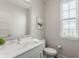 Modern bathroom features a quartz countertop and gray shaker cabinets at 388 S Meridian Unit A-Bldg C St # A, Greenwood, IN 46142