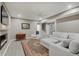 Finished basement featuring gray walls, recessed lighting, and modern furniture and flooring at 4140 Omaha Dr, Bargersville, IN 46106