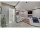 Finished basement area with gray walls, recessed lighting, and a modern electric fireplace at 4140 Omaha Dr, Bargersville, IN 46106