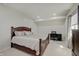 Bedroom featuring neutral walls, recessed lighting, a bed, desk, and light colored carpet at 4140 Omaha Dr, Bargersville, IN 46106
