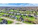 An aerial perspective of a well-planned residential area with manicured lawns and mature trees at 5492 Cottage Grove Ln, Noblesville, IN 46062