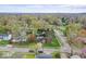 Aerial view showing home in relation to the neighborhood and backyard with above-ground pool at 6853 Cordova Dr, Indianapolis, IN 46221