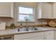 Well-lit kitchen sink area with a double bowl sink and white cabinets for storage, a clean and functional space at 10602 Pintail Ln, Indianapolis, IN 46239