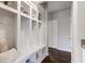 Convenient mudroom featuring built-in storage and coat hooks at 10602 Pintail Ln, Indianapolis, IN 46239