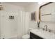 Updated bathroom features a shower with a white curtain, sink, and modern decor at 1280 Casco Bay Cir, Cicero, IN 46034