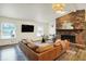 Warm and inviting living room with a brick fireplace and a comfortable sofa at 1280 Casco Bay Cir, Cicero, IN 46034