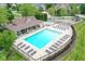Aerial view of a community pool with lounge chairs and recreational area at 13316 E Lieder Way, Fishers, IN 46037