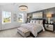 Luxurious bedroom with decor, large windows and a stylish light fixture at 15379 Alperton Rd, Fishers, IN 46037