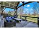 Covered outdoor patio with a stone fireplace and comfortable seating, an ideal space for relaxation and entertaining at 3582 Pete Dye Blvd, Carmel, IN 46033