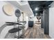 Finished basement with dark ceiling and modern decorations at 4719 Evanston Ave, Indianapolis, IN 46205