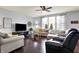 Inviting living room with wood floors, ceiling fan, and ample natural light, creating a cozy and welcoming atmosphere at 5247 Crowley Pkwy, Whitestown, IN 46075