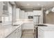 A modern kitchen with stainless appliances, sleek white cabinets, and granite countertops on the island at 528 Dylan Dr, Carmel, IN 46032