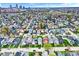 A charming neighborhood with various home styles, mature trees, and a view of the downtown skyline at 715 Cottage Ave, Indianapolis, IN 46203