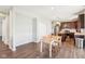 Kitchen and dining area with stainless steel appliances and a butcher block island at 9916 Gallop Ln, Fishers, IN 46040