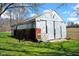 Exterior view of barn with tin siding and sliding door at 11015 S State Road 58, Columbus, IN 47201