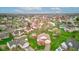 Aerial view of a residential neighborhood with tree-lined streets and well-maintained lawns at 118 Presidential Ct, Greenfield, IN 46140