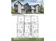 Detailed floor plan of two-story townhomes with various layouts, room dimensions, and outdoor living spaces at 16387 Burlwood Dr, Westfield, IN 46074