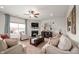 Cozy living room featuring a fireplace, comfortable seating, and ample natural light from large windows at 2681 Pumpkin Patch Ln, Indianapolis, IN 46229