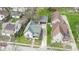 This is an aerial view of a well-kept house, driveway and detached garage at 304 W 4Th St, Greenfield, IN 46140