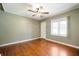 Bedroom featuring hardwood floors, overhead fan and natural light at 4102 N Illinois St, Indianapolis, IN 46208
