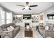 Stylish living room featuring built-in shelving, cozy seating, and neutral decor at 4644 Shelby Cir, Greenwood, IN 46143