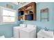 Well-lit laundry room equipped with a washer, dryer, utility sink, and shelving at 4932 Willow Ridge Ct, Zionsville, IN 46077