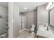 Bathroom featuring a shower, toilet, sink and vanity at 5324 Rolling Meadow Blvd, Indianapolis, IN 46237