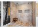 Modern tile shower featuring dual shower heads and built-in shower niche at 549 Keystone Ave, Indianapolis, IN 46201