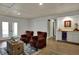 Finished basement featuring shiplap walls, recessed lighting, and stylish seating area at 601 Ridge Rd, Greenwood, IN 46142