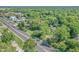 Aerial view highlights property's tree-lined setting, with street access nearby at 8553 Broadway St, Indianapolis, IN 46240