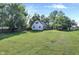 Large backyard with grass and white house at 8553 Broadway St, Indianapolis, IN 46240