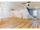 Bright and airy living room featuring hardwood floors, modern ceiling fans, and white paint at 1321 Union St, Indianapolis, IN 46225