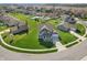 Drone shot of neighborhood with large, two-story homes and manicured lawns at 145 Stamford Dr, Pittsboro, IN 46167