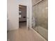 Bathroom showcases glass shower and tiled walls; bedroom is visible through an open doorway at 182 Batteese Dr, Cicero, IN 46034