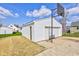 Exterior view of garage featuring white siding and a basketball hoop at 334 N 15Th Ave, Beech Grove, IN 46107