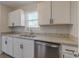 Close-up on updated kitchen showing countertops, appliances, and white cabinetry at 334 N 15Th Ave, Beech Grove, IN 46107