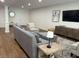 Basement living area featuring a modern sofa and a wall-mounted television at 415 N Westview Dr, Columbus, IN 47201