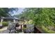 Overhead view of a backyard featuring a gazebo, pond, and outdoor seating, creating a relaxing retreat at 52 N Oakland Ave, Indianapolis, IN 46201